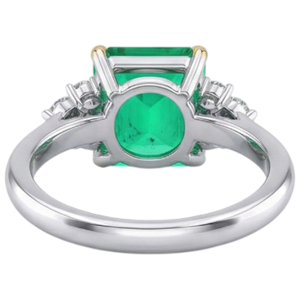 Handcrafted Fine Emerald Colored Stone Ring 4 ct – back view