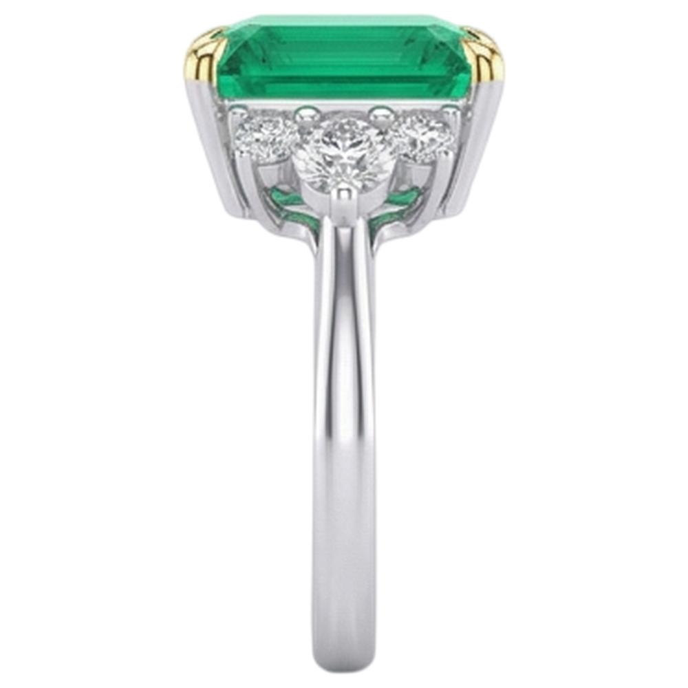 Genuine Fine Emerald Colored Stone Ring – profile view