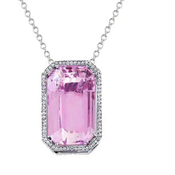 Emerald Cut Kunzite Gemstone Pendant