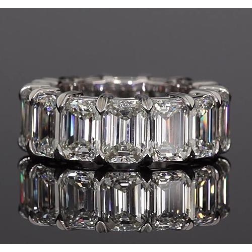 Emerald Cut Natural Diamond Eternity Band 11.20 Carats White Gold Jewelry2