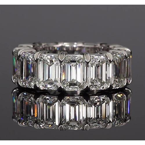 Emerald Cut Natural Diamond Eternity Band 11.20 Carats White Gold Jewelry3