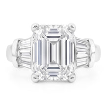 Emerald Cut Original Natural Earth Mined Diamonds Ring 3.51 Ct. Gold Three Stone Jewellery