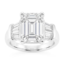 Emerald Cut Original Natural Earth Mined Diamonds Ring 3.51 Ct. Gold Three Stone Jewellery