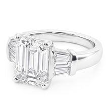 Emerald Cut Original Natural Earth Mined Diamonds Ring 3.51 Ct. Gold Three Stone Jewellery