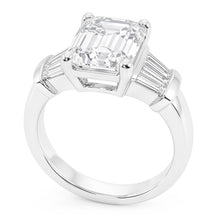 Emerald Cut Original Natural Earth Mined Diamonds Ring 3.51 Ct. Gold Three Stone Jewellery