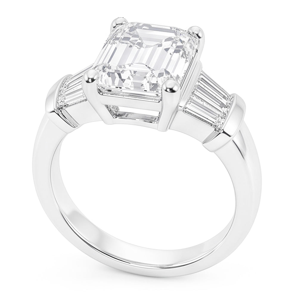Emerald Cut Original Natural Earth Mined Diamonds Ring 3.51 Ct. Gold Three Stone Jewellery