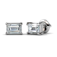 Emerald Cut Prong Set 4.50 Carats Natural Diamonds Studs Earrings White Gold