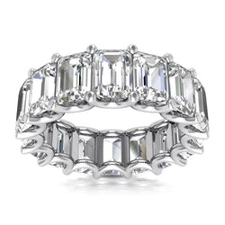 Emerald Cut Real Diamond Eternity Wedding Band 7.50 Carats U Prongs Gold