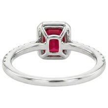 Emerald Cut Red Ruby Natural Earth Mined Diamond 2.30 Carats Anniversary Ring