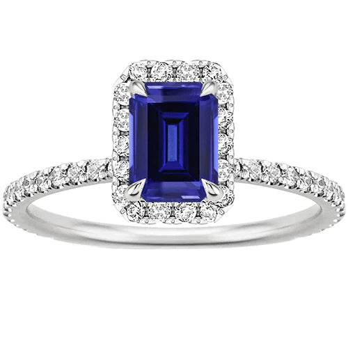 Emerald Cut Sapphire Diamond Engagement Ring