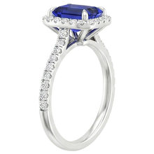Emerald Cut Sapphire Natural Earth Mined Diamond Engagement Ring