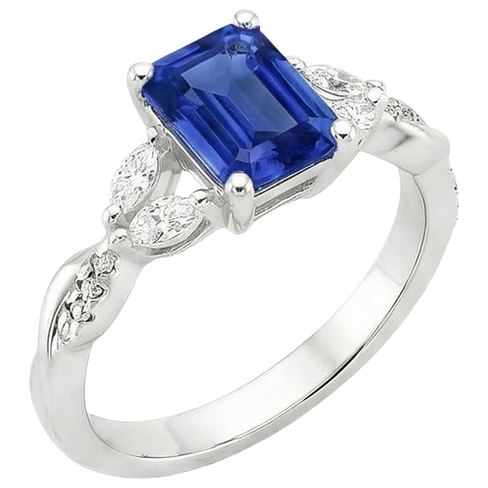 Emerald Cut Sapphire Women's Ring