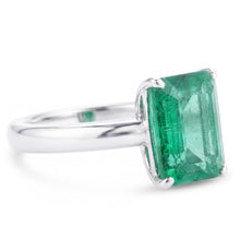 Emerald Cut Solitaire 10 Carat Green Emerald Wedding Ring White 14K