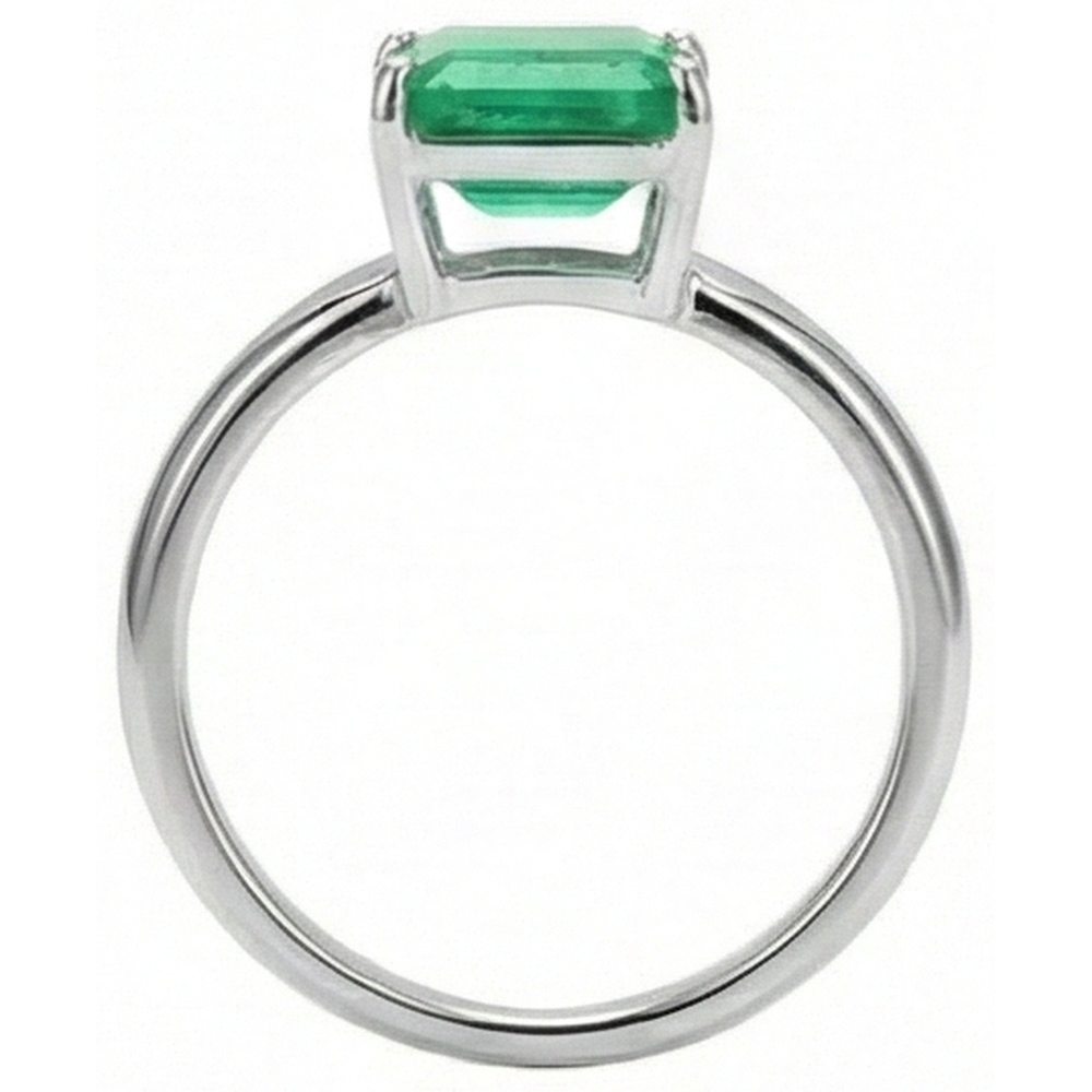 Emerald Cut Solitaire 10 Carat Green Emerald Wedding Ring White 14K