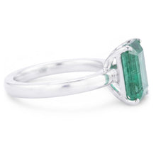 Emerald Cut Solitaire 10 Carat Green Emerald Wedding Ring White 14K