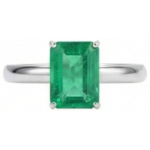 Emerald Cut Solitaire 10 Carat Green Emerald Wedding Ring White 14K