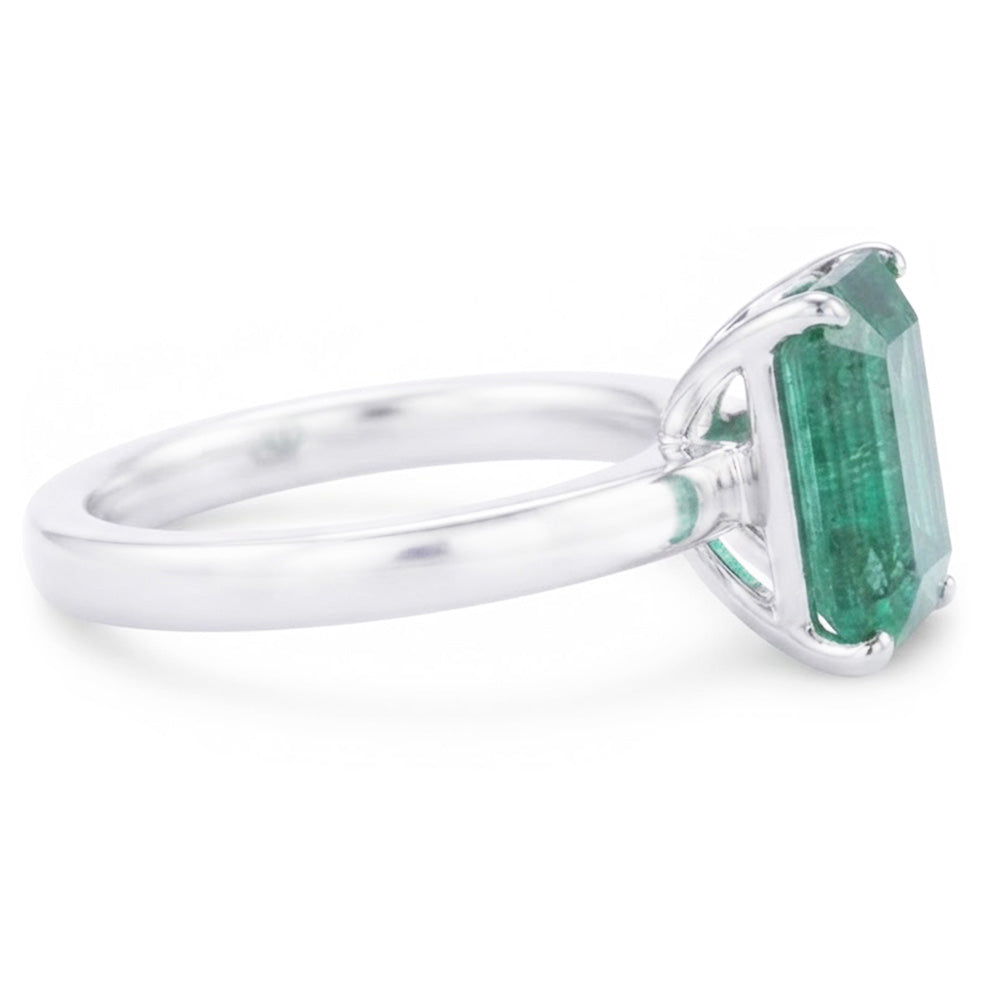 Emerald Cut Solitaire 10 Carat Green Emerald Wedding Ring White 14K