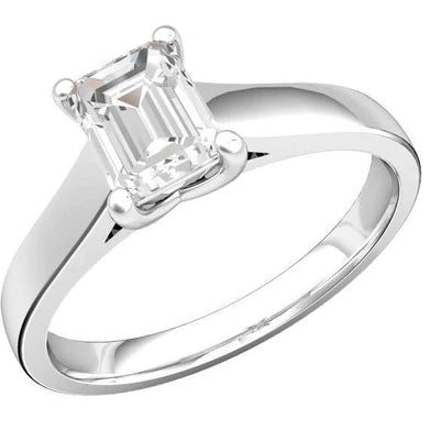 Emerald Cut Solitaire 2.25 Ct Real Diamond Ring White Gold 14K