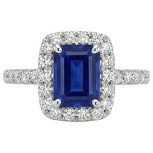 Emerald Cut Sri Lanka Sapphire Natural Earth Mined DIAMOND ( NOT LAB GROWN )s Ring 3 Ct White Gold 14K