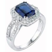 Emerald Cut Sri Lanka Sapphire Natural Earth Mined DIAMOND ( NOT LAB GROWN ) Ring White Gold 14K 3.5 Ct.