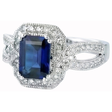 Emerald Cut Sri Lanka Sapphire Natural Earth Mined DIAMOND ( NOT LAB GROWN ) Ring White Gold 14K 3.5 Ct.