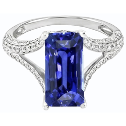 Natural Sapphire Ring 4.50ct - White Gold 14K