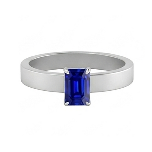 Emerald Gemstone Mens Ring 1.50 Carats Ceylon Sapphire Prong Set