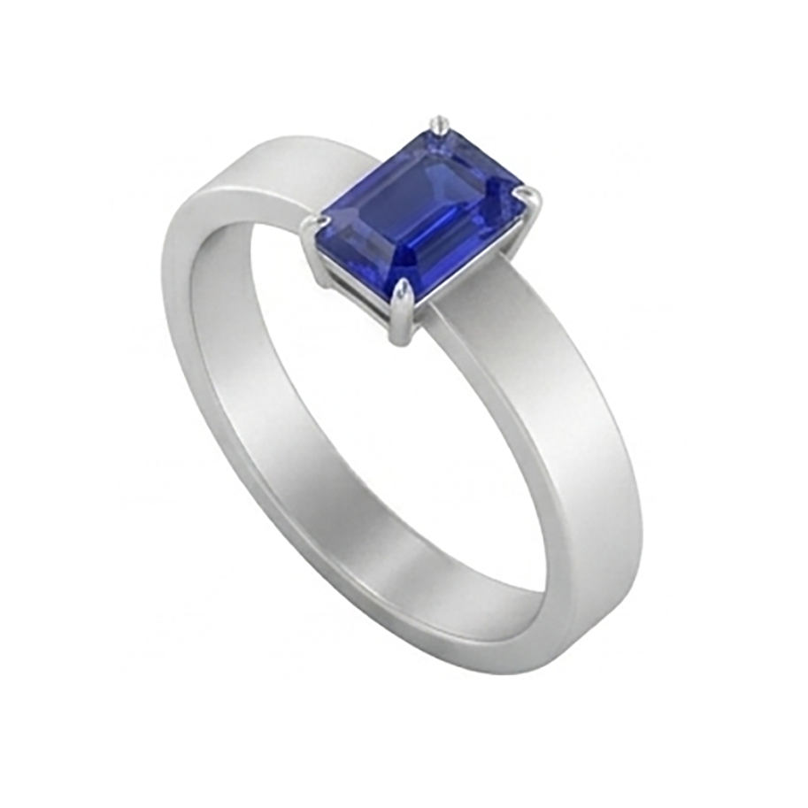 Emerald Gemstone Mens Ring 1.50 Carats Ceylon Sapphire Prong Set
