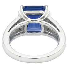 Emerald Gemstone Ring Bar Set Blue Sapphire Double Shank 3.50 Carats