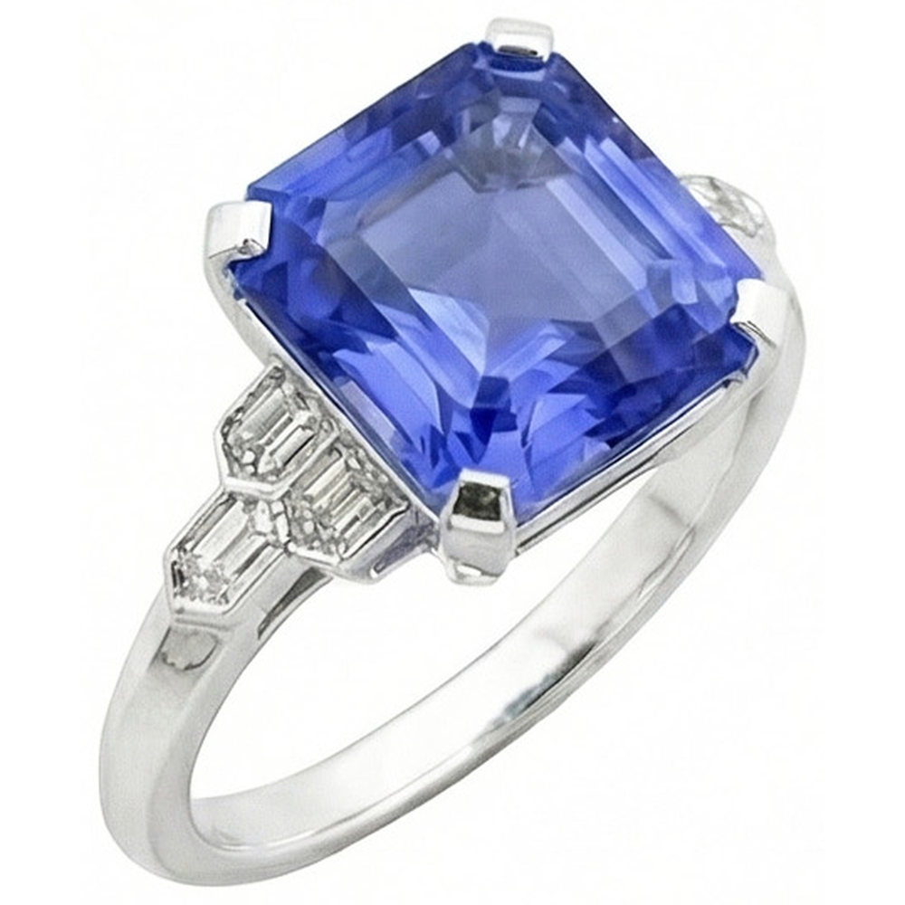 natural emerald sapphire 6.50ct ring front view