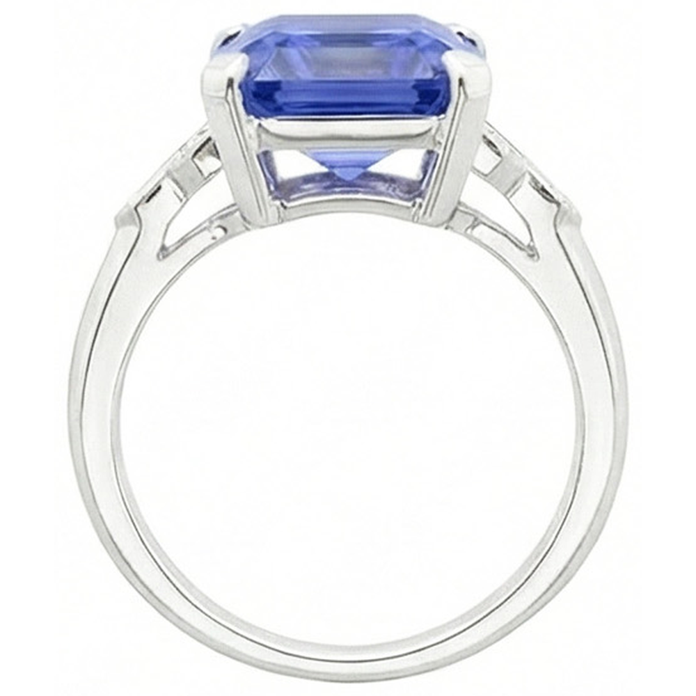 natural emerald sapphire 6.50ct ring profile view