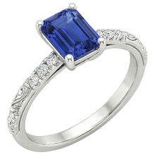 Emerald Gemstone with Accents Ring Blue Sapphire & Natural Earth Mined Diamond 3.50 Carats