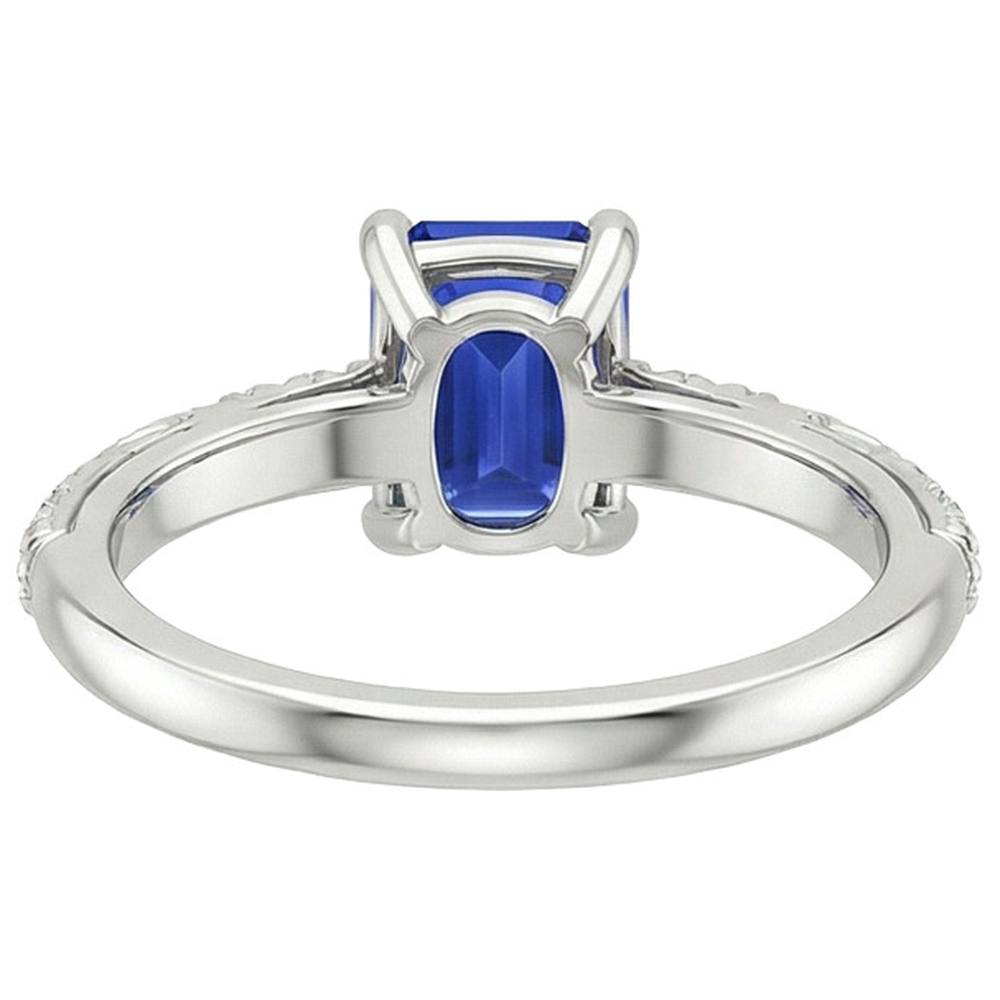 Emerald Gemstone with Accents Ring Blue Sapphire & Natural Earth Mined Diamond 3.50 Carats