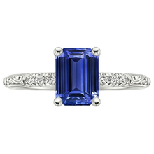 Emerald Gemstone with Accents Ring Blue Sapphire & Natural Earth Mined Diamond 3.50 Carats