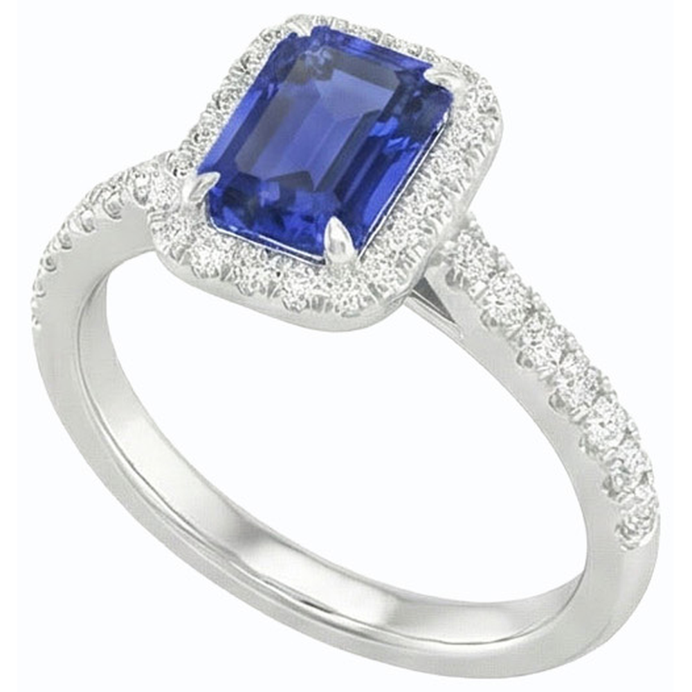 natural emerald sapphire 3ct ring close up detail
