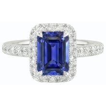 natural emerald sapphire 3ct ring on white background
