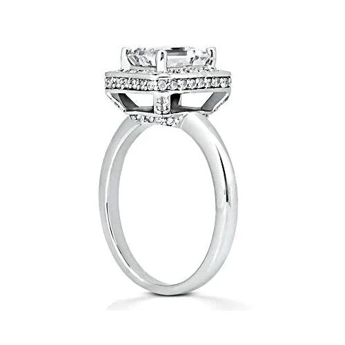 Emerald Halo Real Diamond Wedding Ring 2.20 Ct.