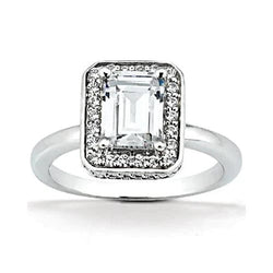 Emerald Halo Real Diamond Wedding Ring 2.20 Ct.