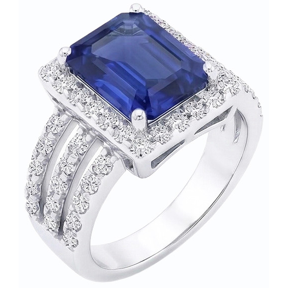 natural emerald sapphire 5.50ct ring close up detail
