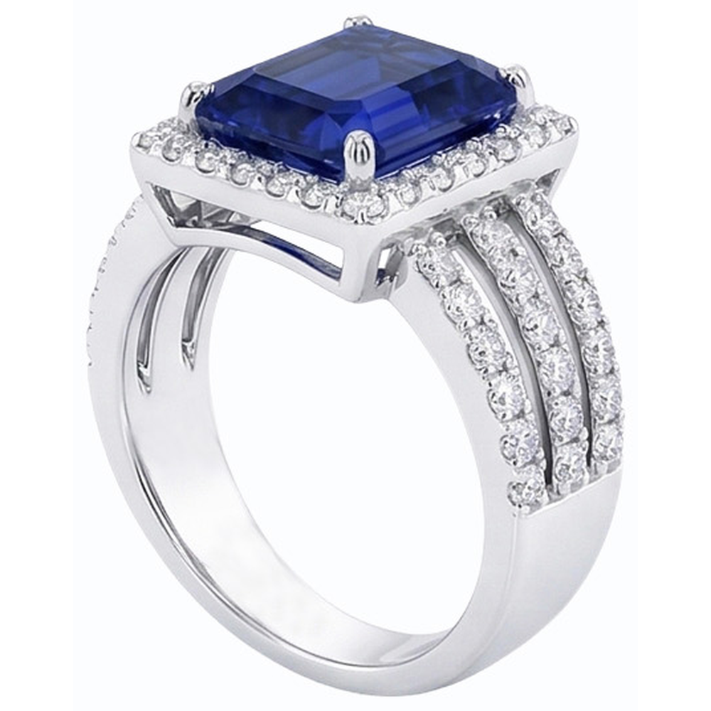 natural emerald sapphire 5.50ct ring profile view