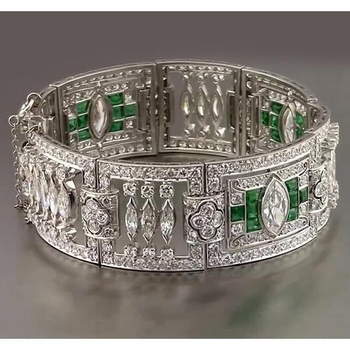 Emerald Natural Diamond Bracelet 32 Carats White Gold 14K
