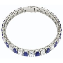 Emerald Natural Earth Mined DIAMOND ( NOT LAB GROWN ) Ceylon Sapphire Tennis Bracelet Prong Set
