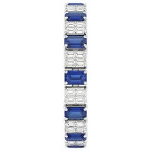 Emerald Natural Earth Mined DIAMOND ( NOT LAB GROWN ) Ceylon Sapphire Tennis Bracelet Prong Set