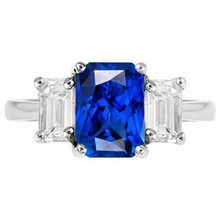 natural radiant sapphire 2.50ct ring side angle