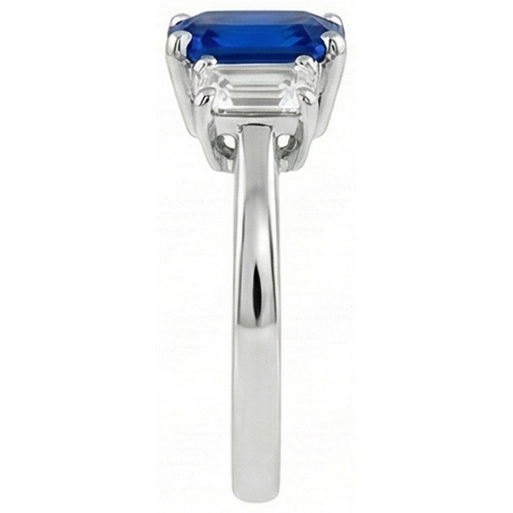 natural radiant sapphire 2.50ct ring profile view