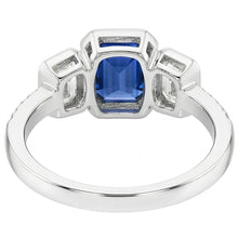 Emerald Natural Earth Mined Diamond Bezel Set Blue Sapphire Ring 3 Stone Style 2.50 Carats