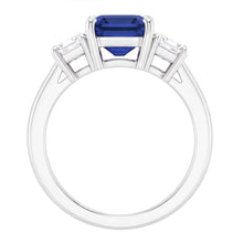 Emerald Natural Earth Mined Diamond Engagement Ring Ceylon Sapphire Basket Set 4 Carats