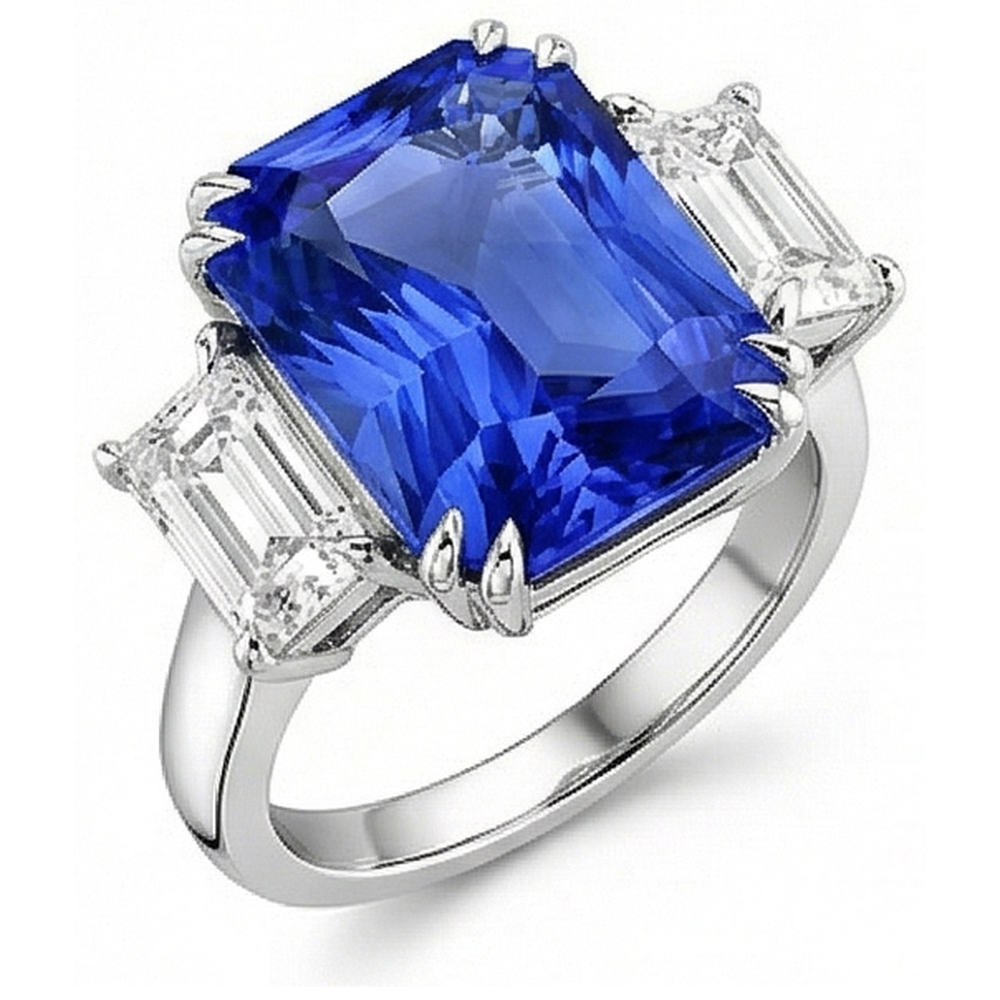 natural radiant sapphire 5ct ring side angle