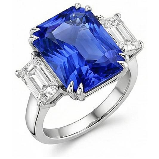 natural radiant sapphire 5ct ring side angle