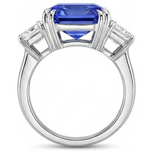 natural radiant sapphire 5ct ring on white background
